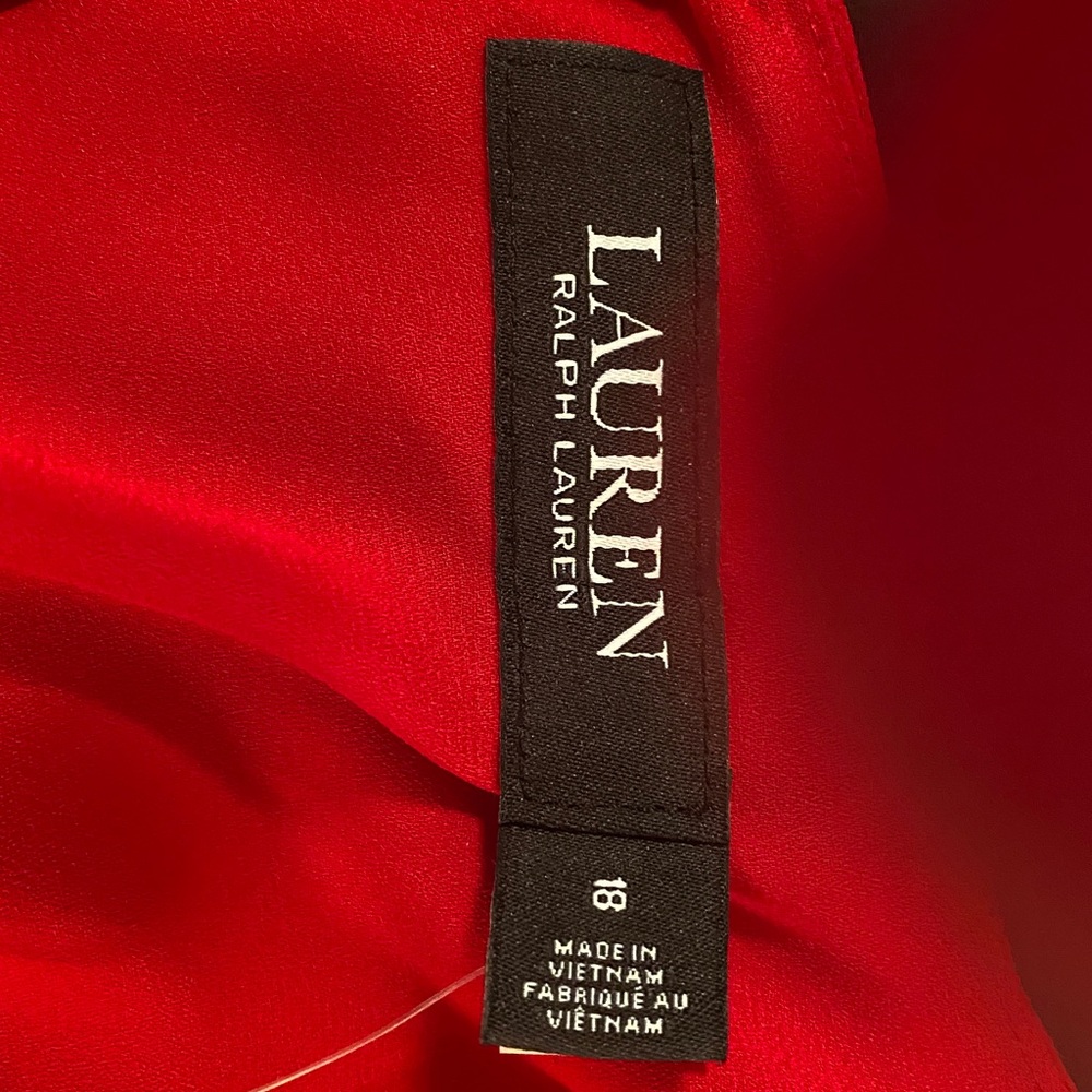 Ralph Lauren NWT Size 18 Chiffon Red Dress - Picture 2 of 3
